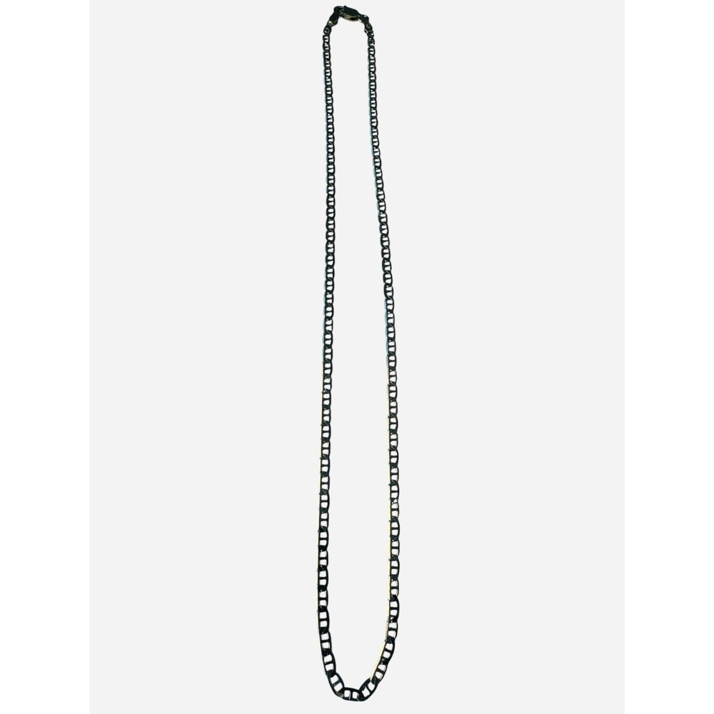 925 Italy Dark Silver Mariner Chain Fancy Necklace 16" 2.6mm 4g NWOT